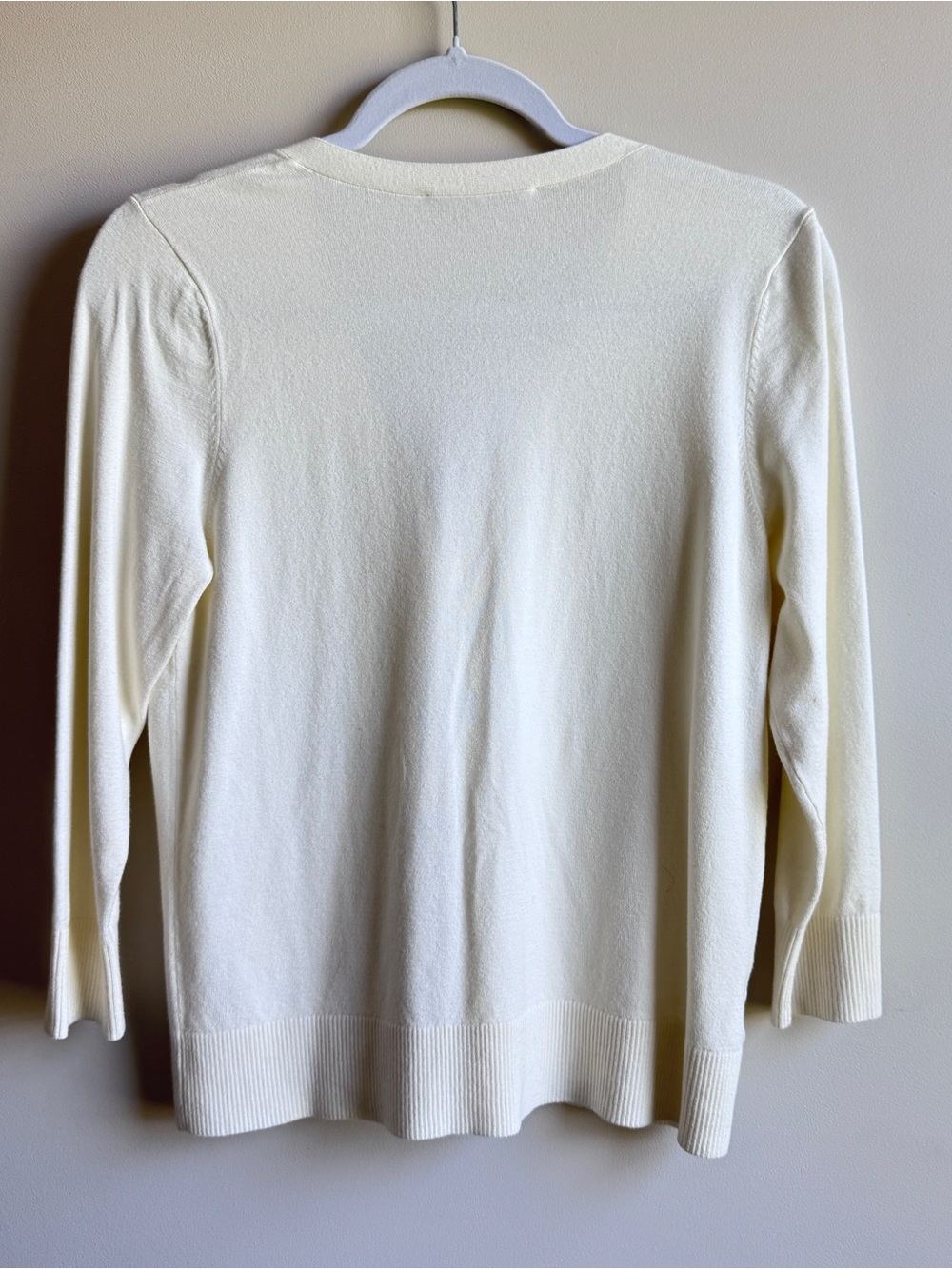 LOFT Cream V-Neck Button Cardigan Sweater - Picture 3 of 5